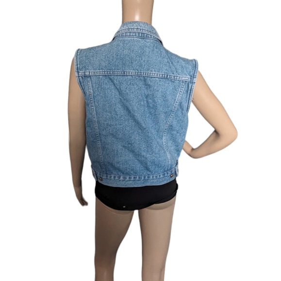 Vintage Bill Blass Denim Waistcoat Vest Sleeveless Biker Trucker Jacket Size M - Picture 4 of 9
